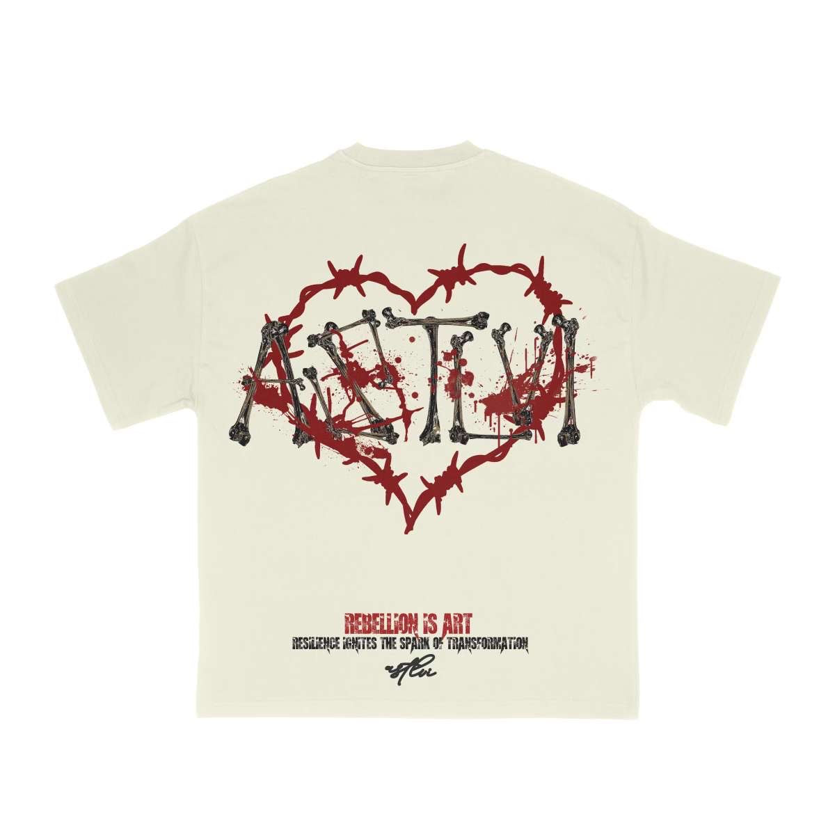 ASTLVI THORN HEART TEE(BEIGE)